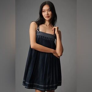 Anthropologie Pilcro Denim Babydoll Mini Dress Blue | Size Large